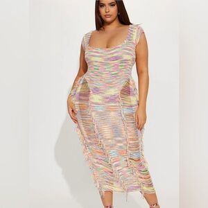 Fashion Nova Multicolor Knit Nessa Maxi Dress NWT